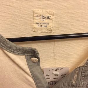 J. Crew New M Short Sleeve Henley Style Cream T